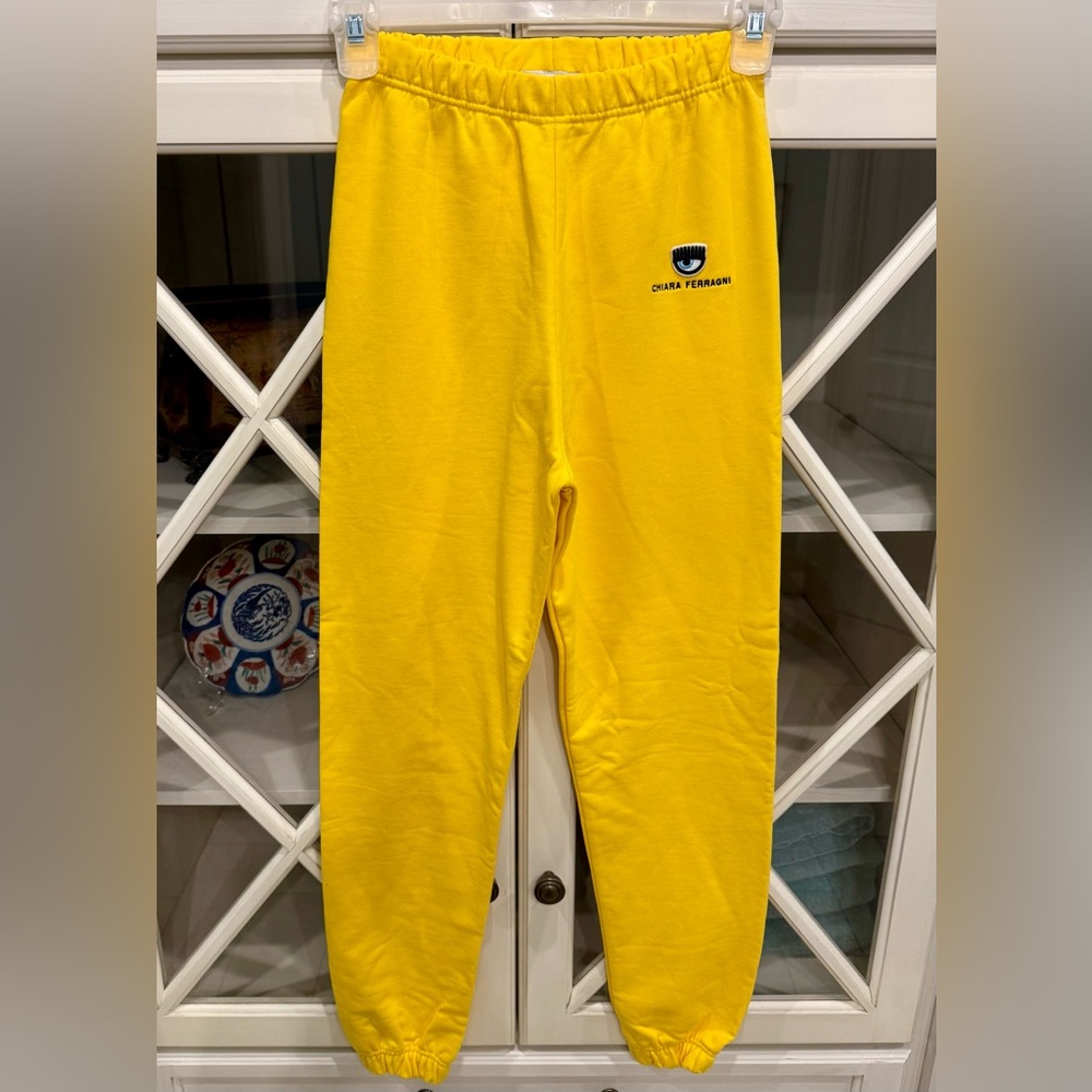 NWOT Chiara Ferragni Bright Yellow Sweatpants Joggers - Size Small